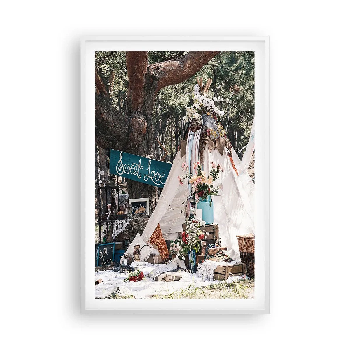 Plakát v bílém rámu - Make love… - 61x91 cm