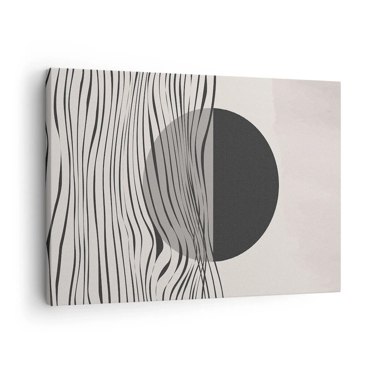 Obraz na plátně - Abstraktní linie a geometrické tvary v tlumených barvách - 70x50cm - Poloviční kompozice - Moderní nástěnná dekorace do obývacího pokoje a ložnice ARTTOR