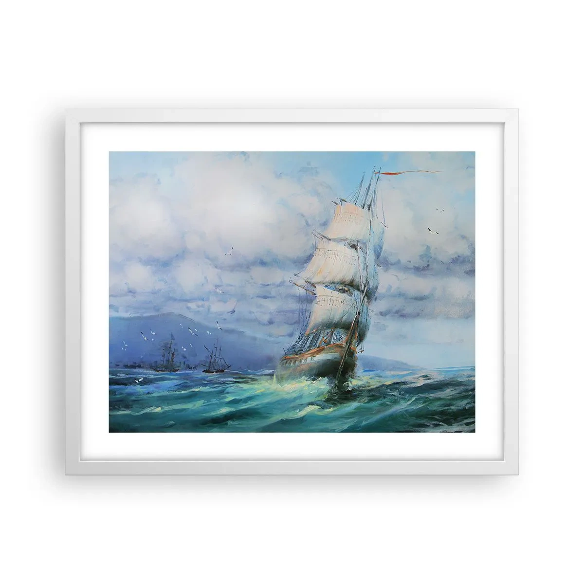 Plakát v bílém rámu - Šťastnou cestu - 50x40 cm