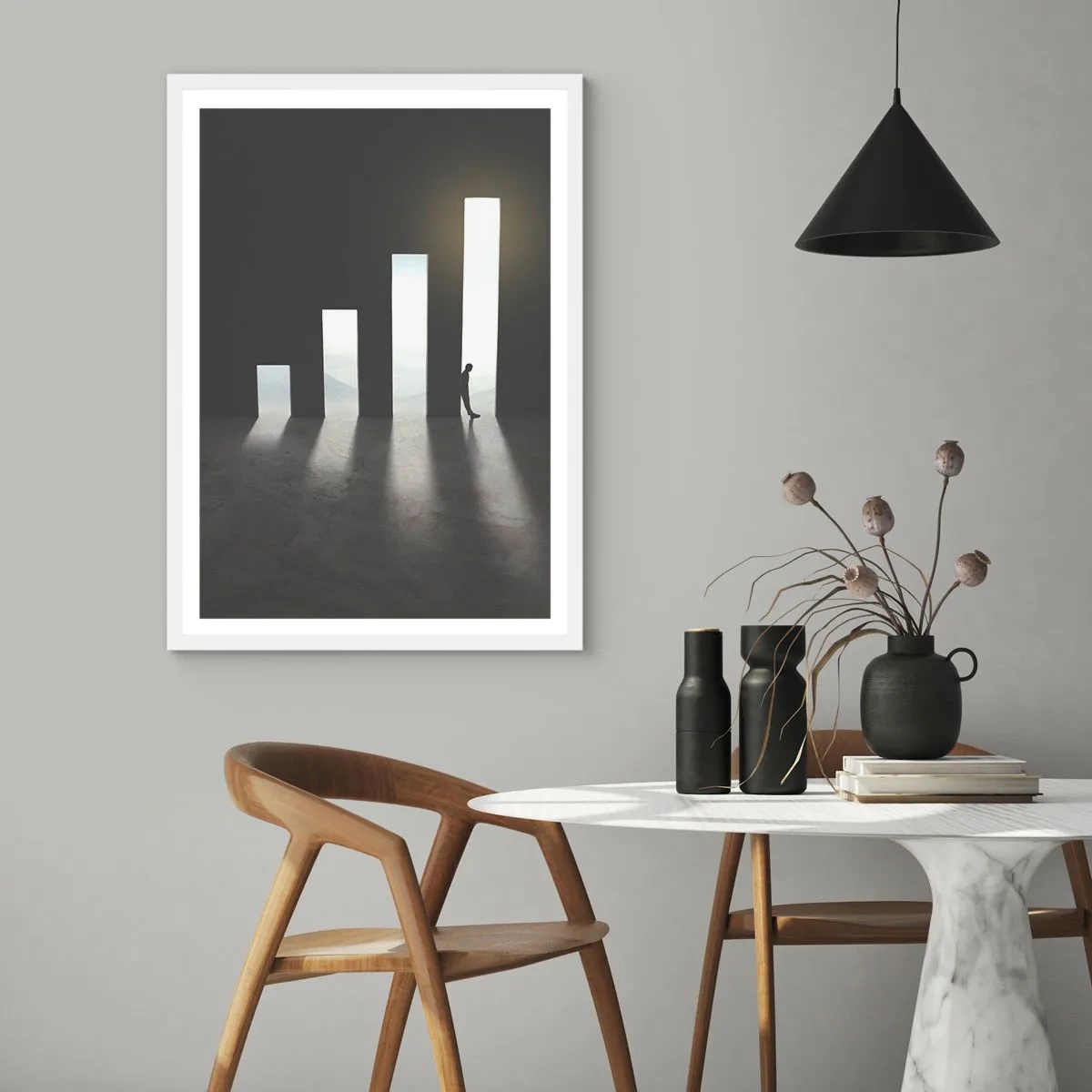 Plakát v bílém rámu - Úspěch – imprese - 61x91 cm