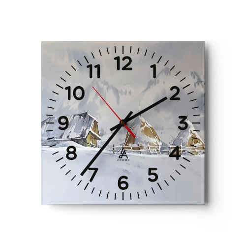 Nástěnné hodiny - V zasněženém údolí - 40x40 cm