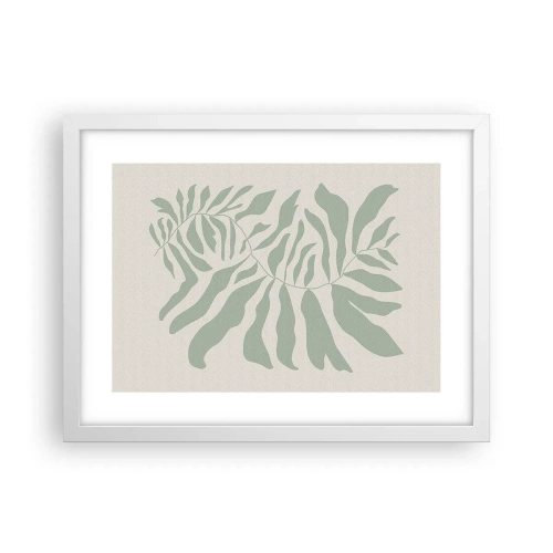 Plakát v bílém rámu - Smaragdová větev - 40x30 cm