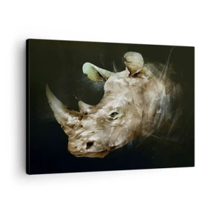 Obraz na plátně - Portrét nosorožce v umělecké podobě - 70x50cm - Skutečně mužná síla - Moderní nástěnná dekorace do obývacího pokoje a ložnice ARTTOR