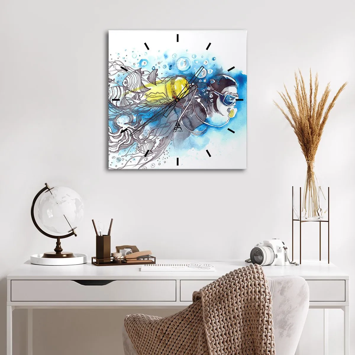 Nástěnné hodiny - Velká modř - 40x40 cm