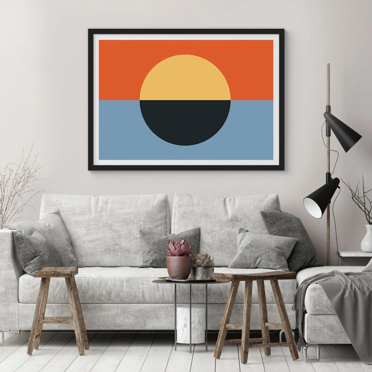 Plakát v černém rámu - Kompozice tepla a chladu - 70x50 cm