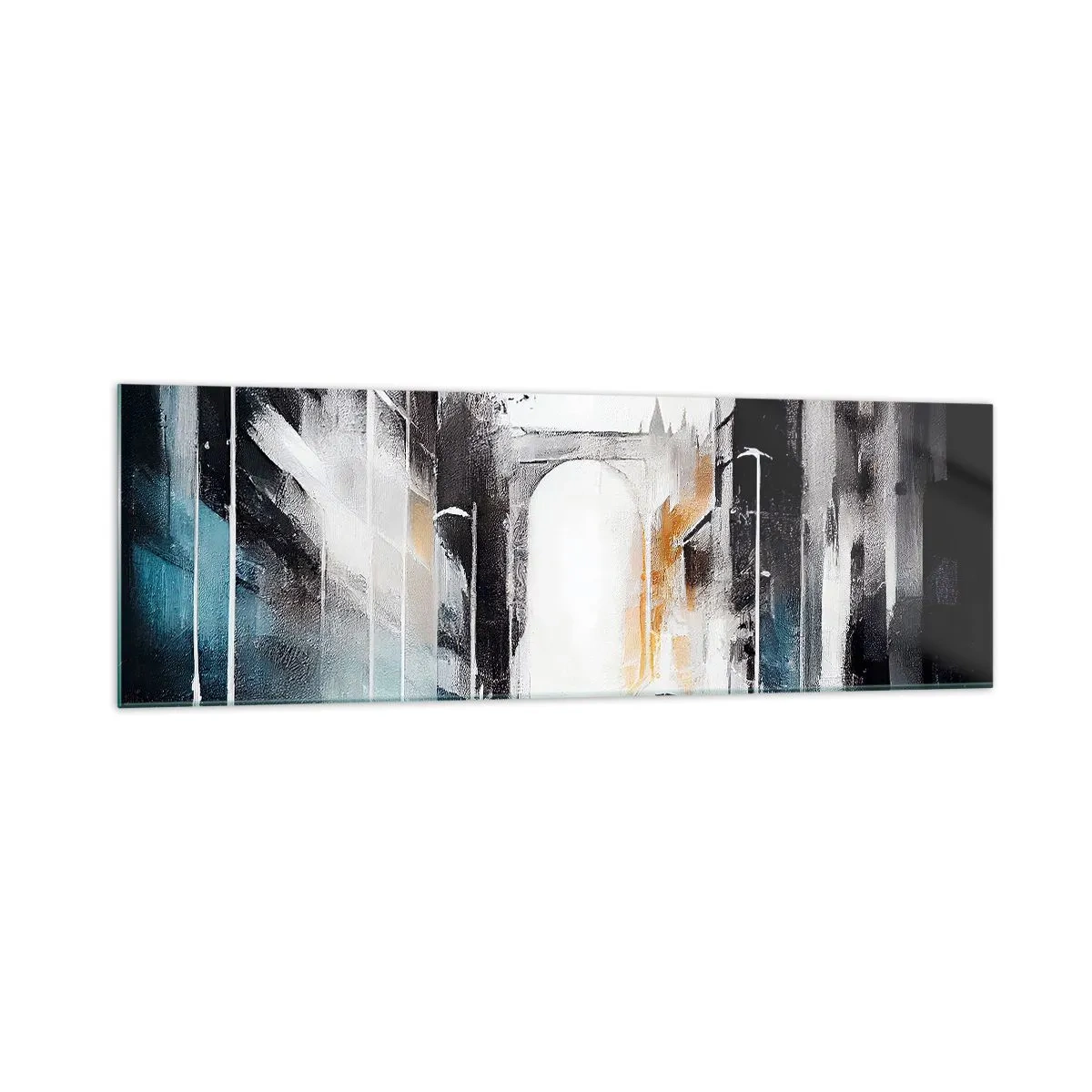 Obraz na skle - Studie města: architektura a pohyb - 160x50 cm