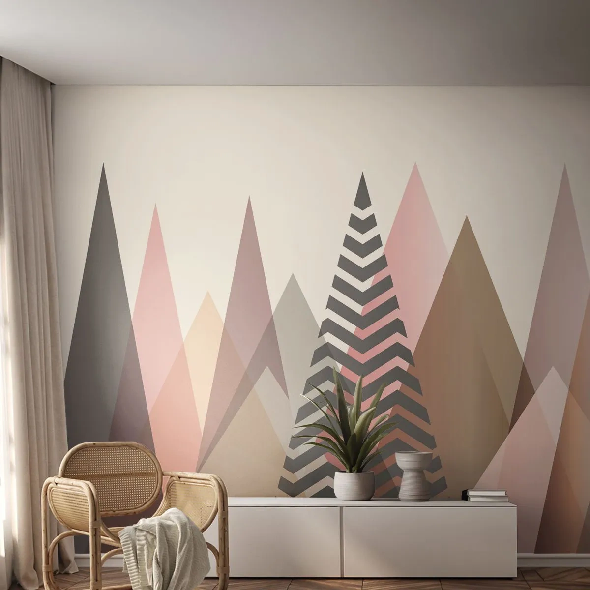 Fototapeta Premium Canvas - Pyramidální pohled - Abstrakce, Kus, Trojúhelníky - 250x175 cm