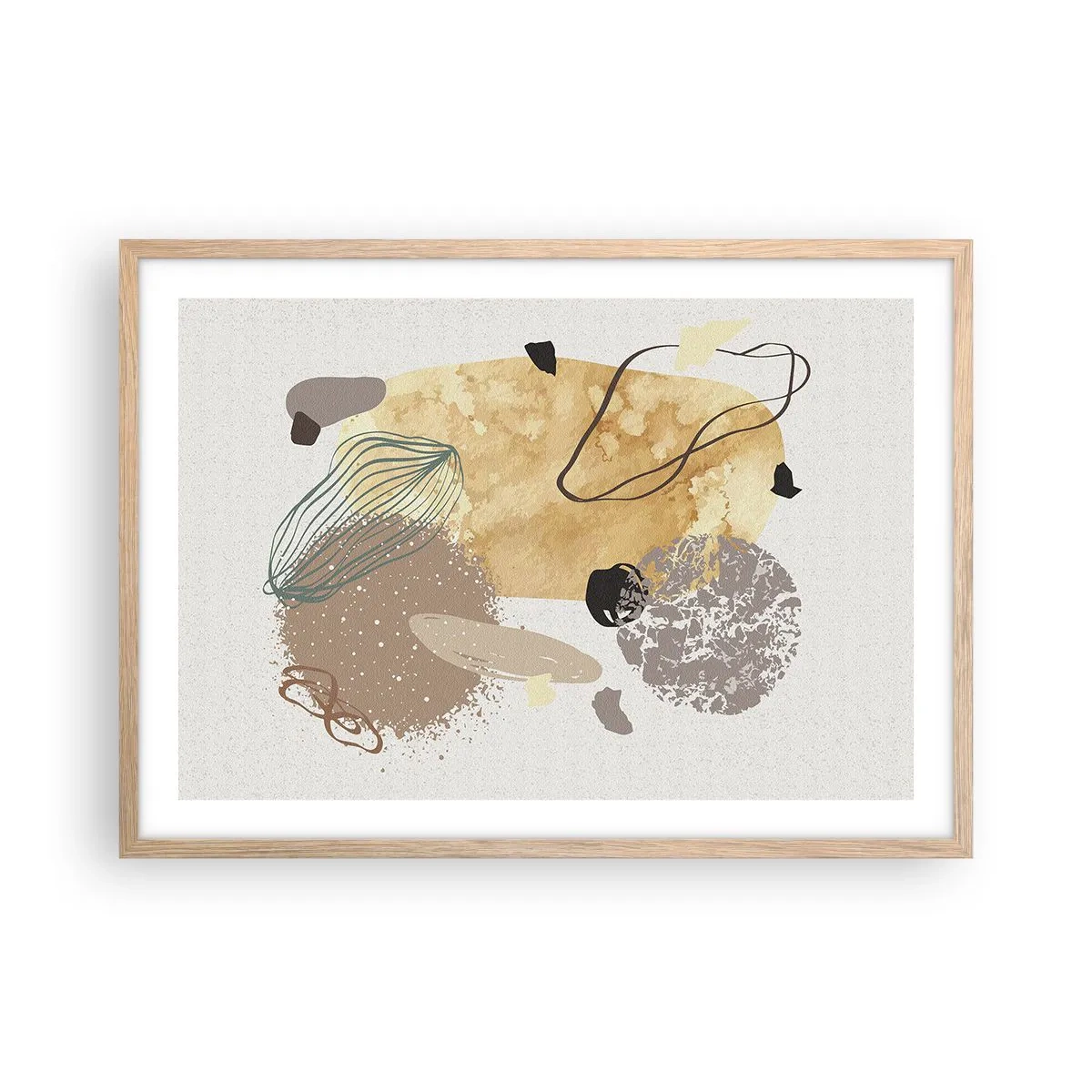 Plakát v rámu světlý dub - Abstraktní švestka - 70x50 cm