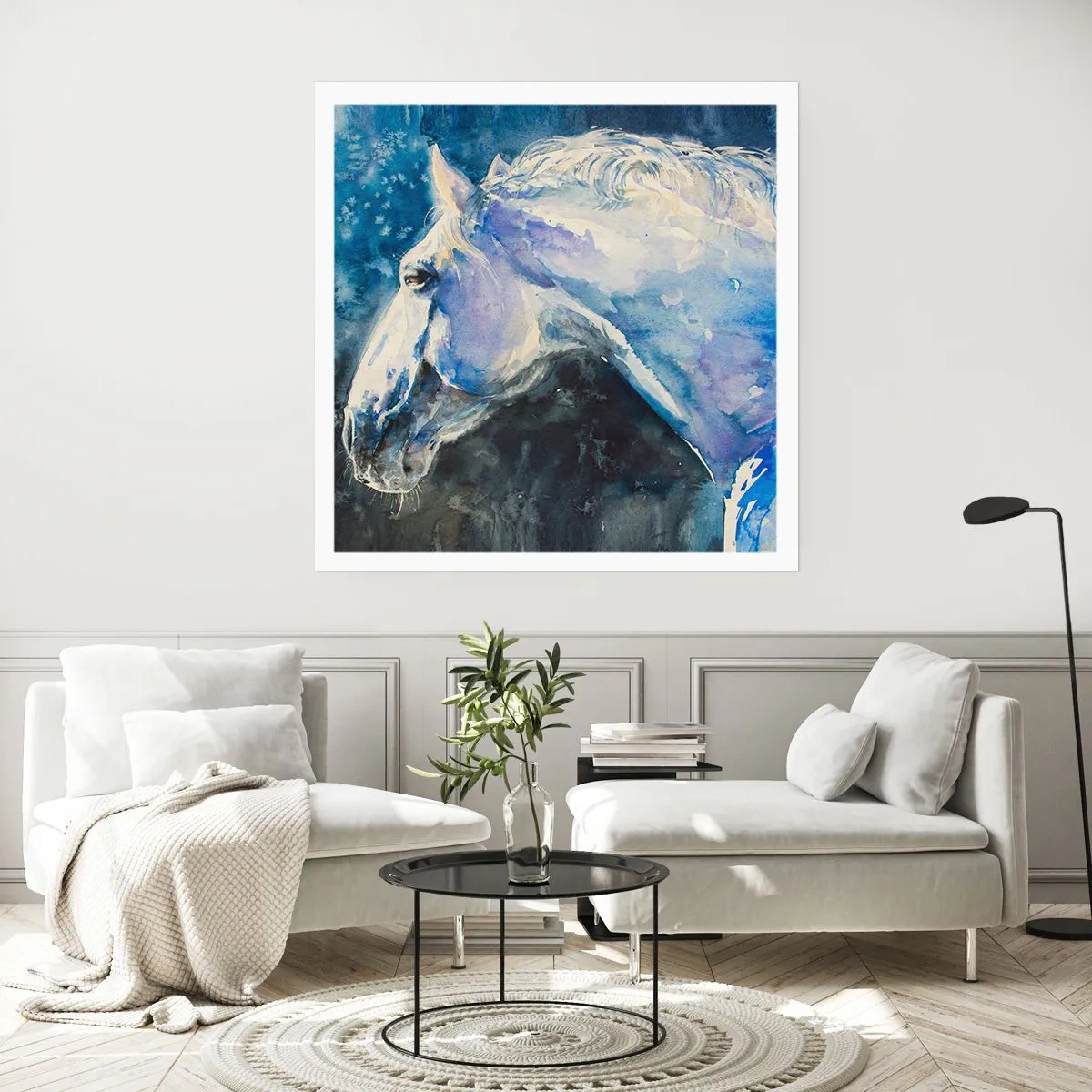 Plakát - Portrét v modré záři - 50x50 cm