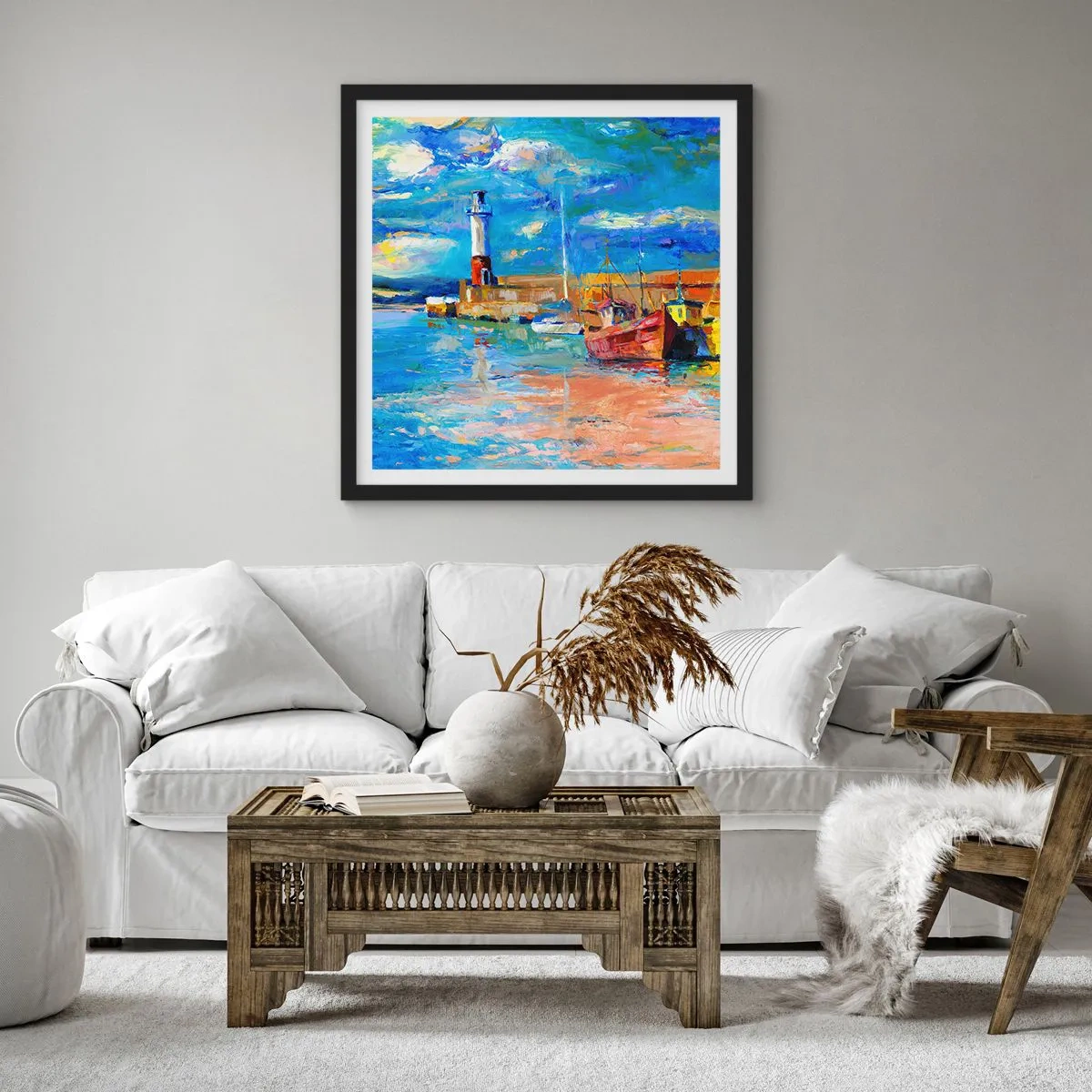Plakát v černém rámu - Odpoledne v duhové zátoce - 30x30 cm