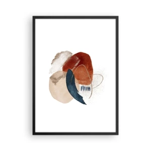 Plakát v černém rámu - Abstraktní oválná kompozice v teplých barvách - 50x70cm - Oválná kompozice - Moderní nástěnná dekorace do obývacího pokoje a ložnice ARTTOR
