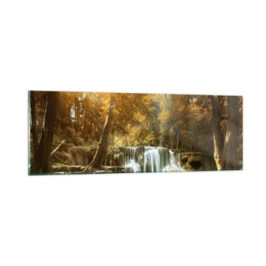 Obraz na skle - Parkový vodopád - 90x30 cm