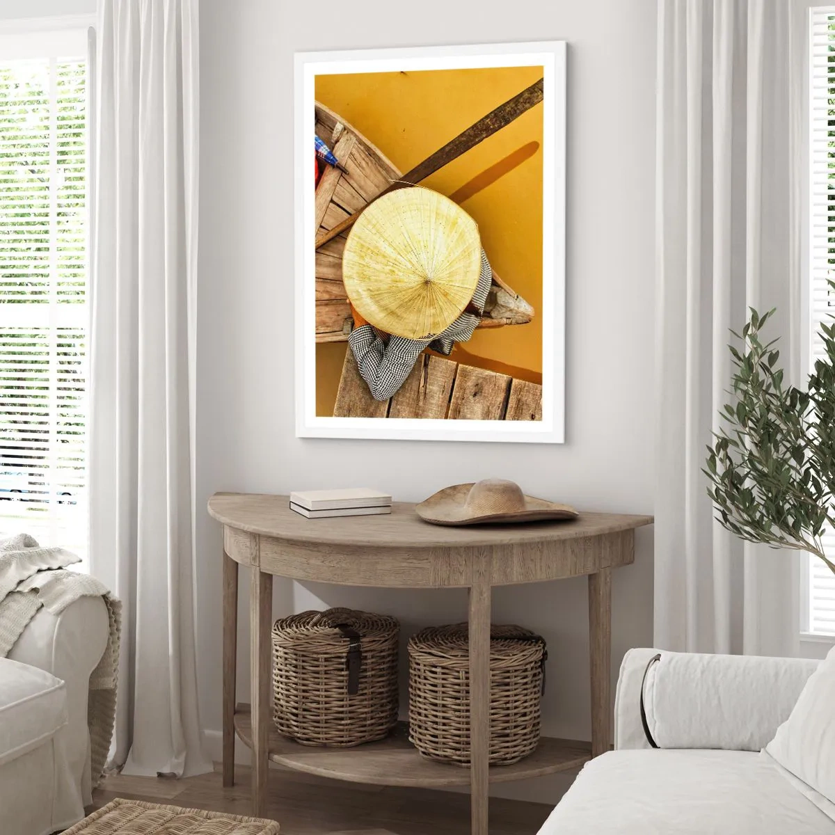 Plakát v bílém rámu - Život na žluté řece - 61x91 cm