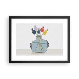 Plakát v černém rámu - Makové květy - 40x30 cm