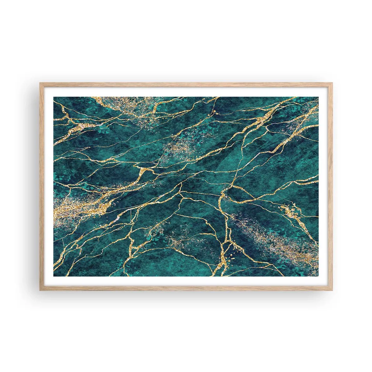 Plakát v rámu světlý dub - Zlatá žíla - 100x70 cm