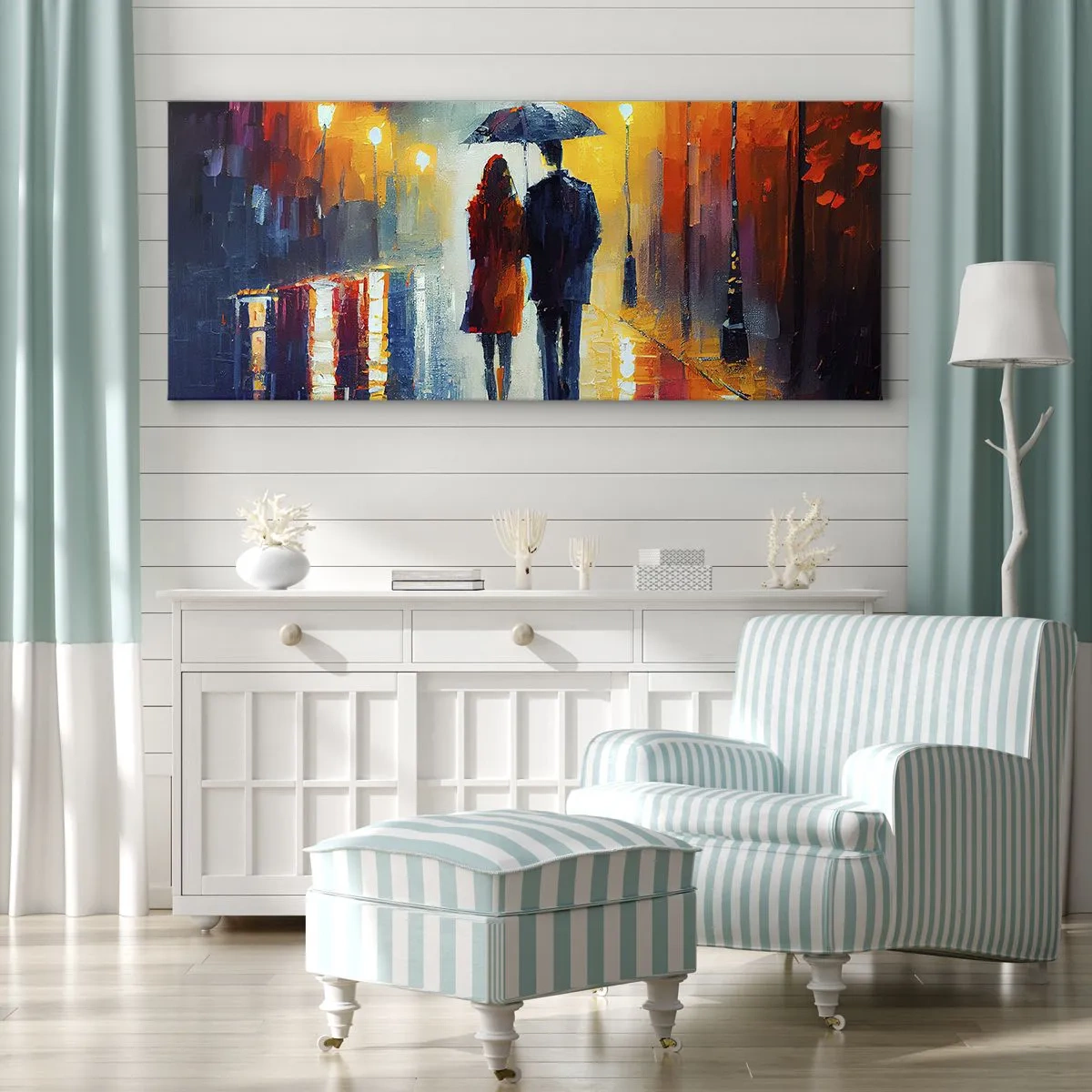 Obraz na plátně - Spolu – barevná noc - 100x40 cm