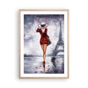 Plakát v rámu světlý dub - Pařížské symboly - 50x70 cm