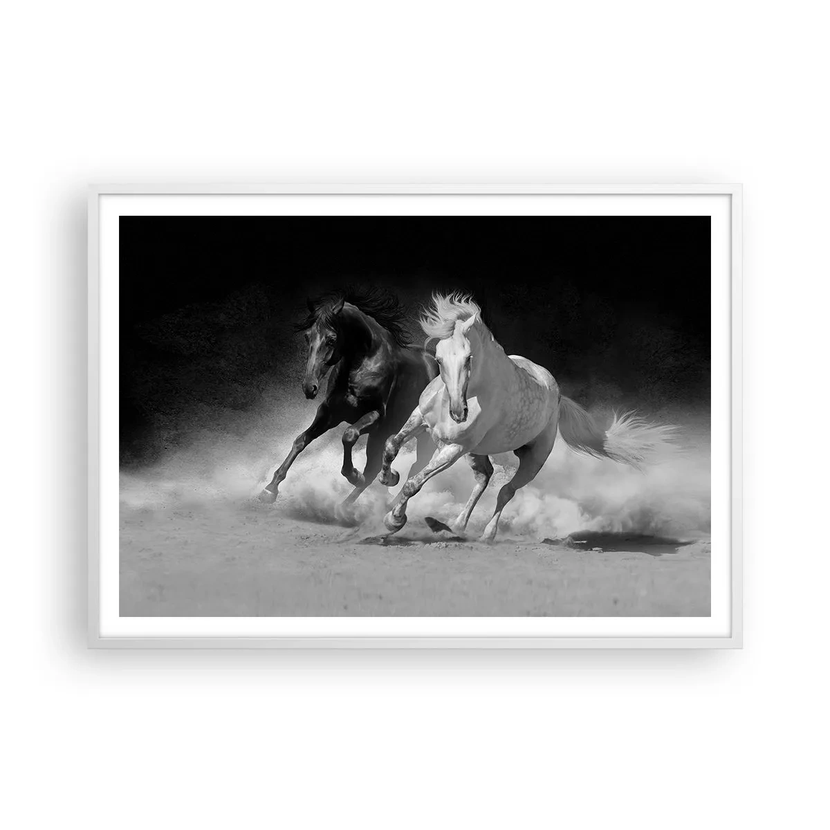 Plakát v bílém rámu - Cval svobody - 100x70 cm