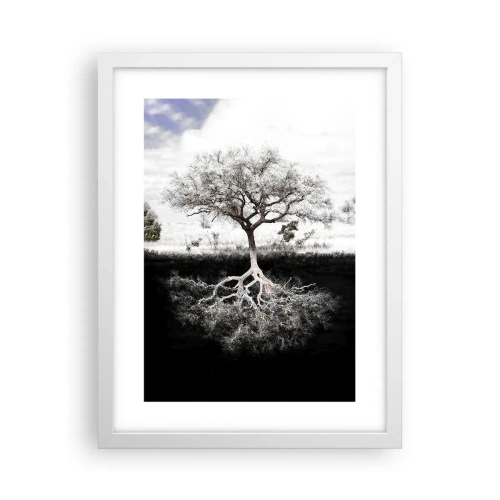 Plakát v bílém rámu - Objevení podstaty světa - 30x40 cm