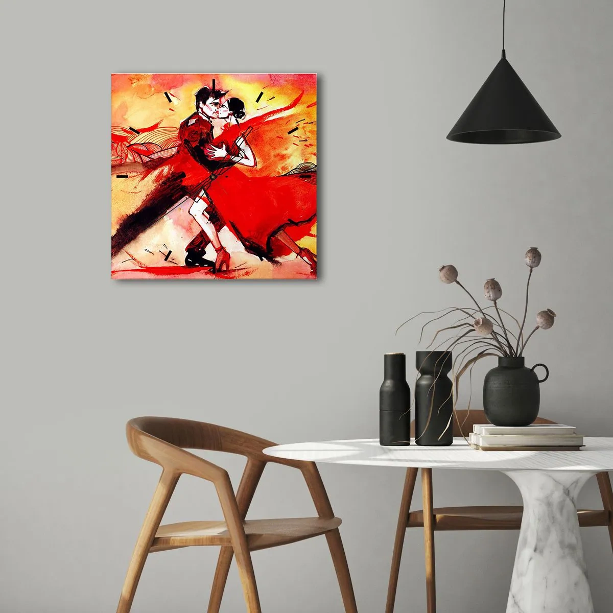 Nástěnné hodiny - Purpurový rytmus náruživostí - 40x40 cm