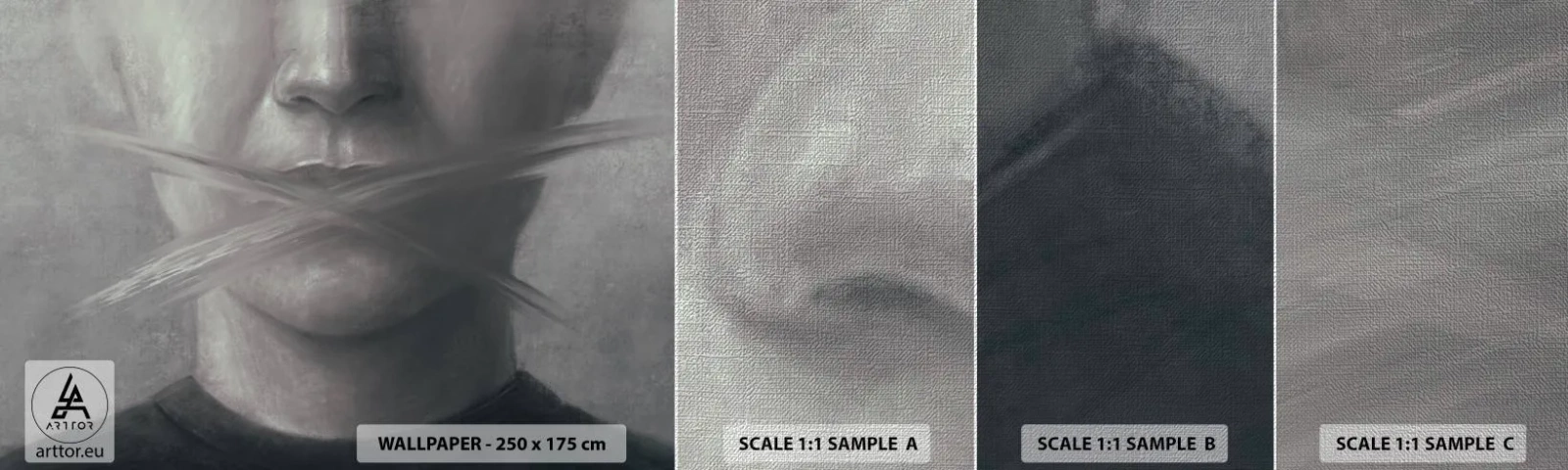 Vzor Fototapety Premium Canvas - Ani slovo - Abstrakce, Grafika, Tvář - 100x30 cm