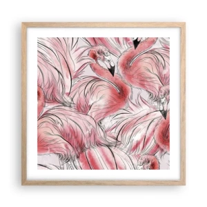 Plakát v rámu světlý dub - Ptačí corps de ballet - 50x50 cm