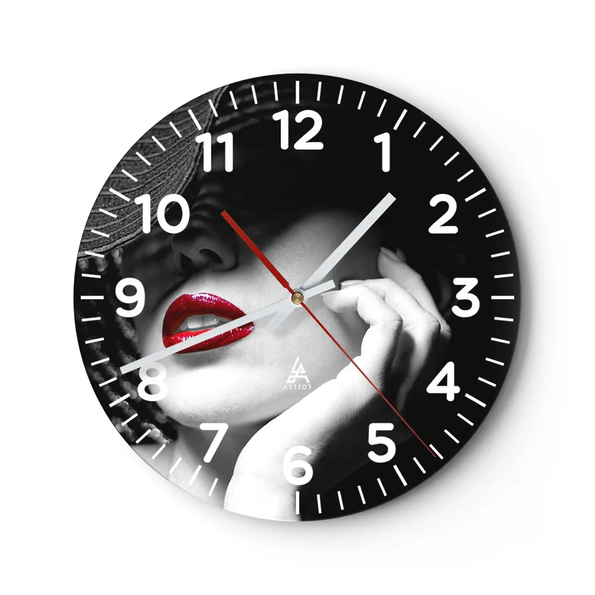 Nástěnné hodiny - Studie v šarlatové - 30x30 cm