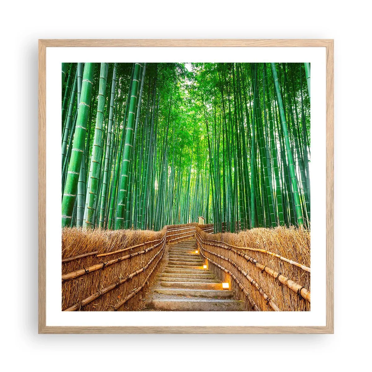 Plakát v rámu světlý dub - Esence asijské přírody - 60x60 cm