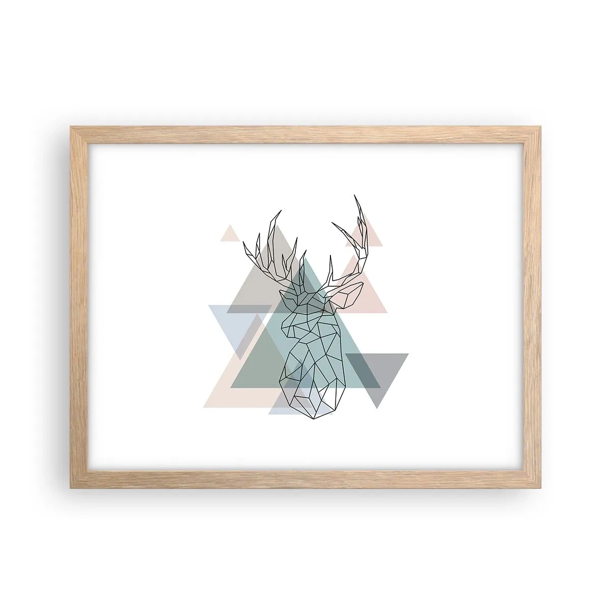 Plakát v rámu světlý dub - V geometrickém lese - 40x30 cm