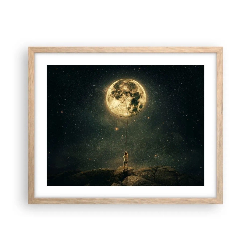 Plakát v rámu světlý dub - Kluk, který ukradl měsíc - 50x40 cm