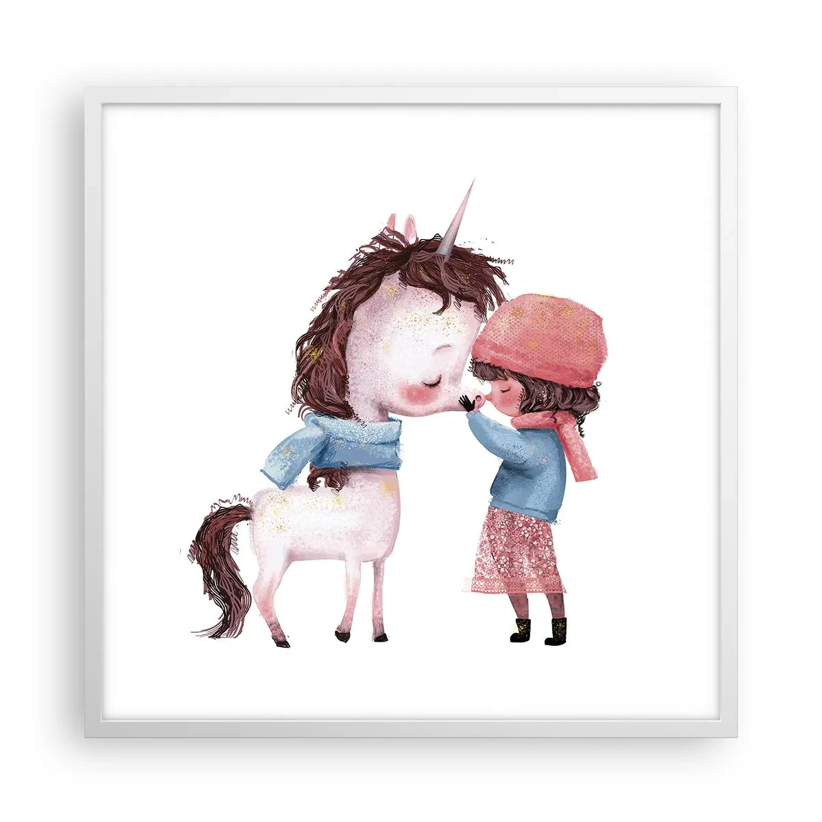 Plakát v bílém rámu - Zimní příběh - 60x60 cm