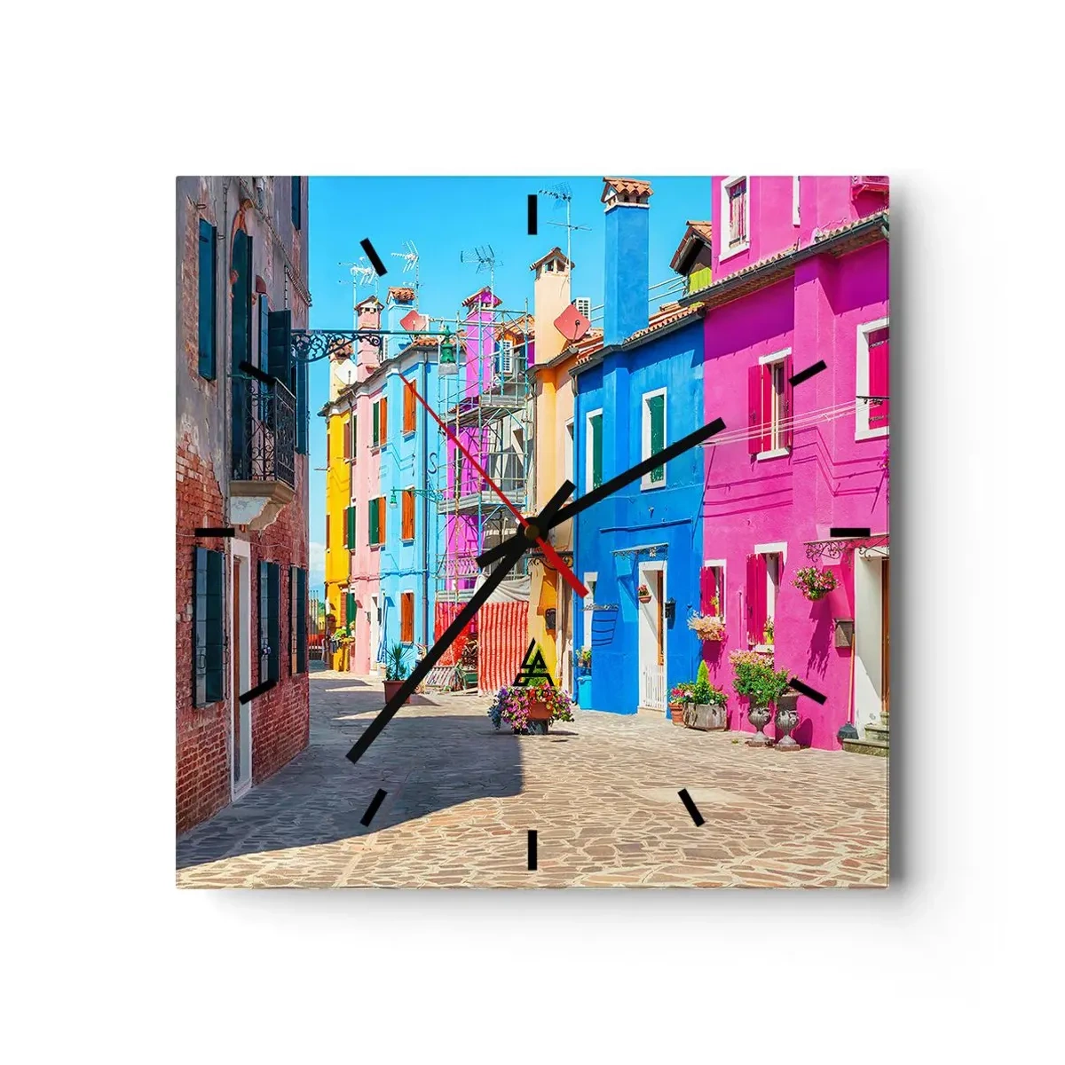 Nástěnné hodiny - Městečko „Pod papoušky“ - 40x40 cm