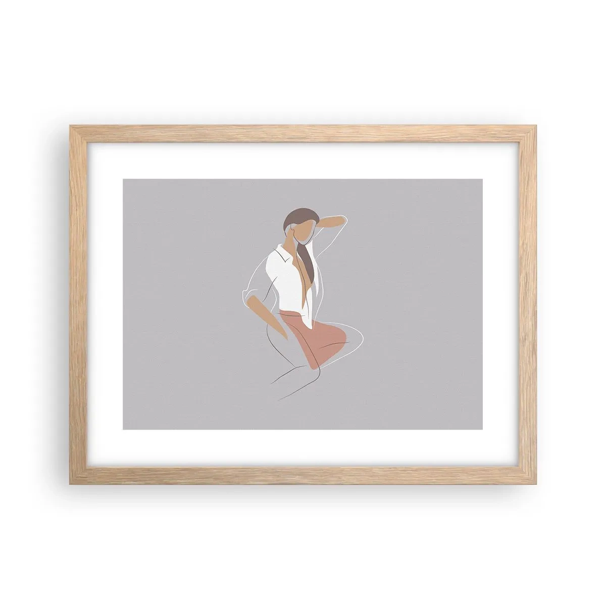Plakát v rámu světlý dub - Obrys půvabu - 40x30 cm