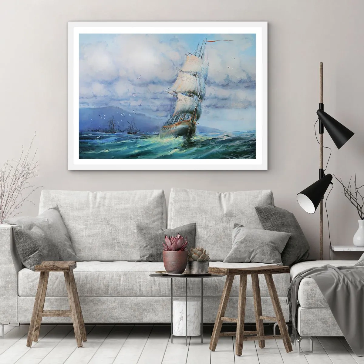 Plakát v bílém rámu - Šťastnou cestu - 40x30 cm