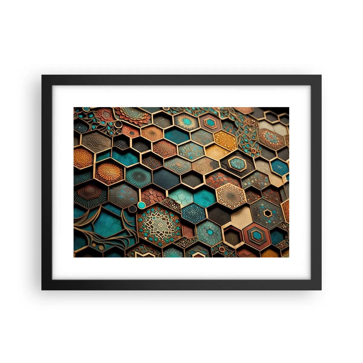 Plakát v černém rámu - Arabské ornamenty – variace - 40x30 cm
