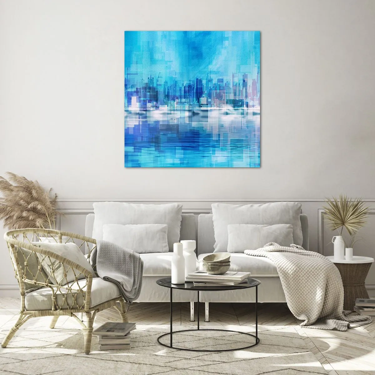 Obraz na skle - Utopené v modři - 60x60 cm