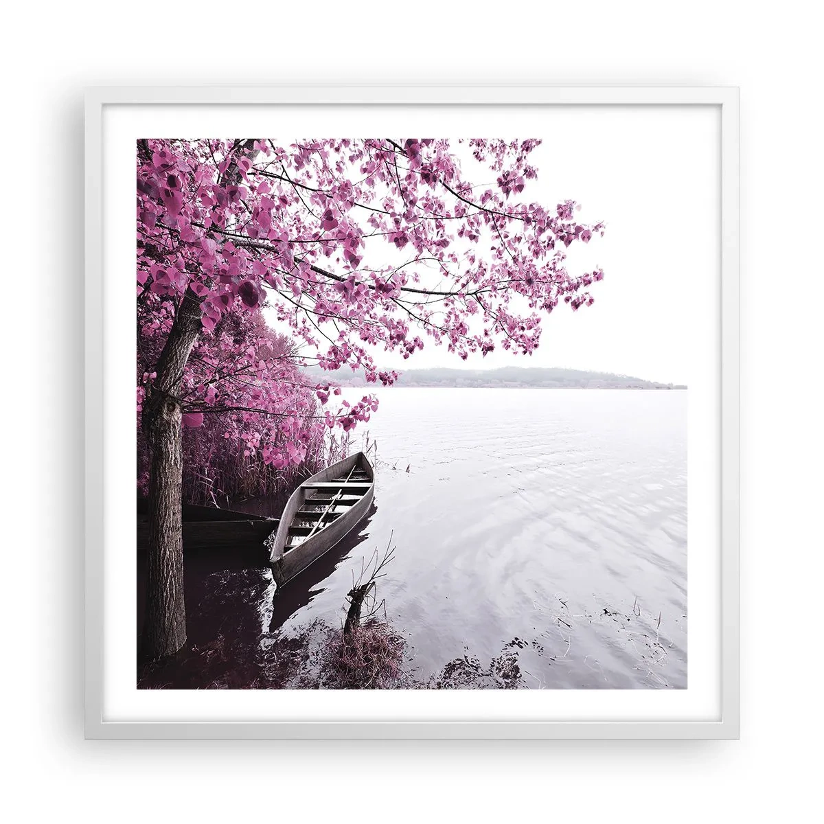 Plakát v bílém rámu - V růžovém tichu - 60x60 cm