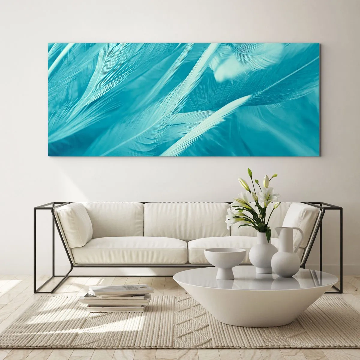 Obraz na skle - Utonout v chmýří - 100x40 cm