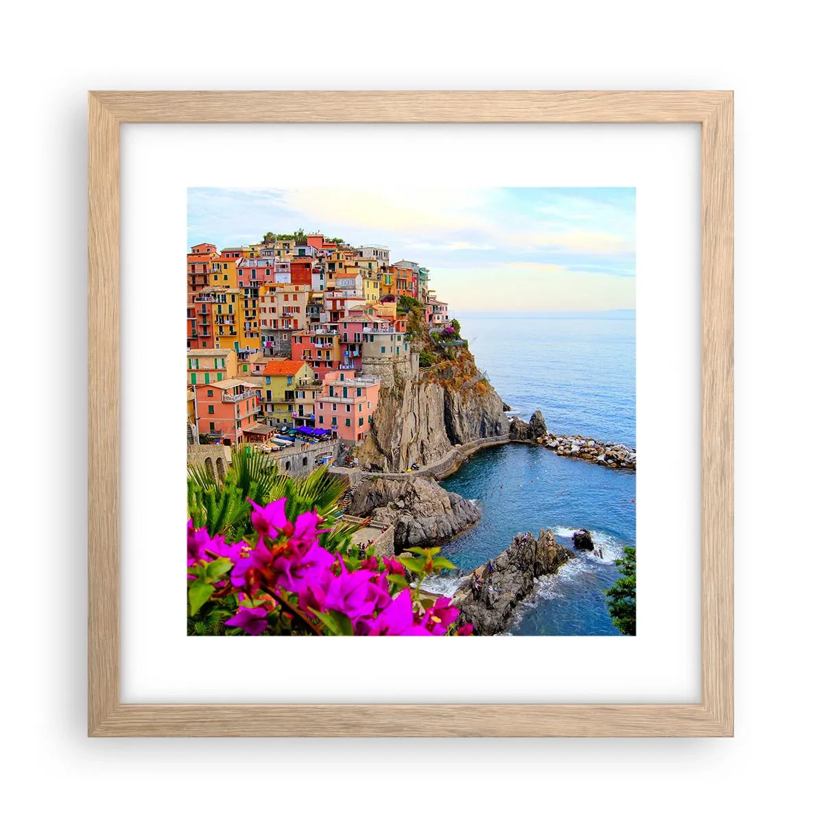 Plakát v rámu světlý dub - Usměvavé město - 30x30 cm