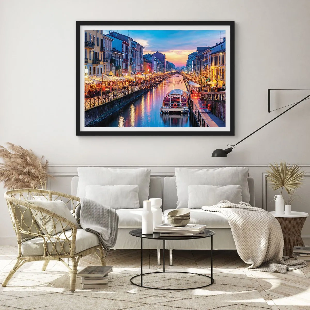 Plakát v černém rámu - Večer plný světla a zábavy - 100x70 cm