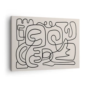 Obraz na plátně - Abstraktní čárový vzor v černé barvě na světlém pozadí - 70x50cm - Podle stopy - Moderní nástěnná dekorace do obývacího pokoje a ložnice ARTTOR