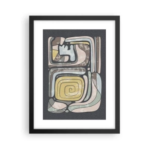 Plakát v černém rámu - Abstrakce v předkolumbovském duchu - 30x40 cm