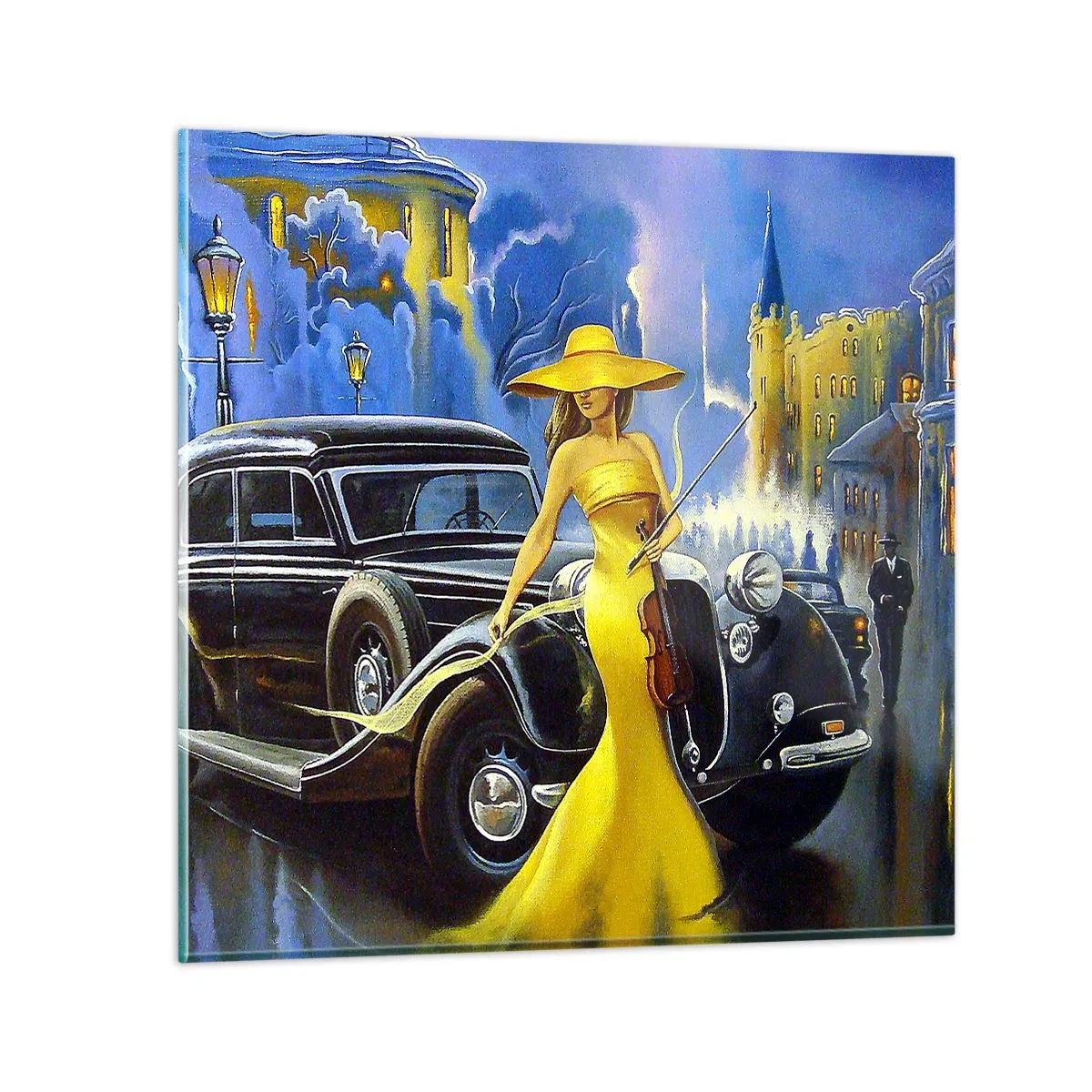 Obraz na skle - Nokturno pro housle a lásku - 70x70 cm