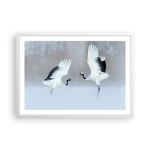 Plakát v bílém rámu - Tanec v mlze - 70x50 cm