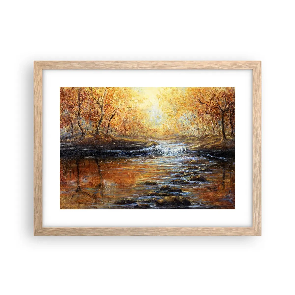 Plakát v rámu světlý dub - Zlatý potok - 40x30 cm