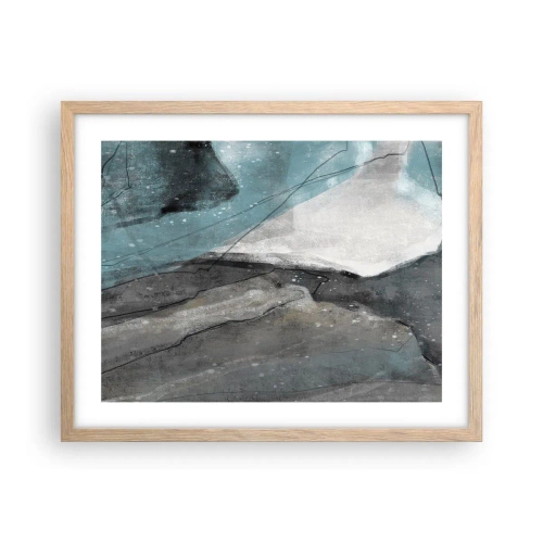 Plakát v rámu světlý dub - Abstrakce: skály a led - 50x40 cm