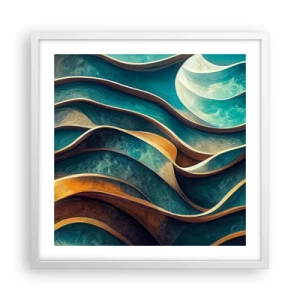 Plakát v bílém rámu - Meandry modré - 50x50 cm