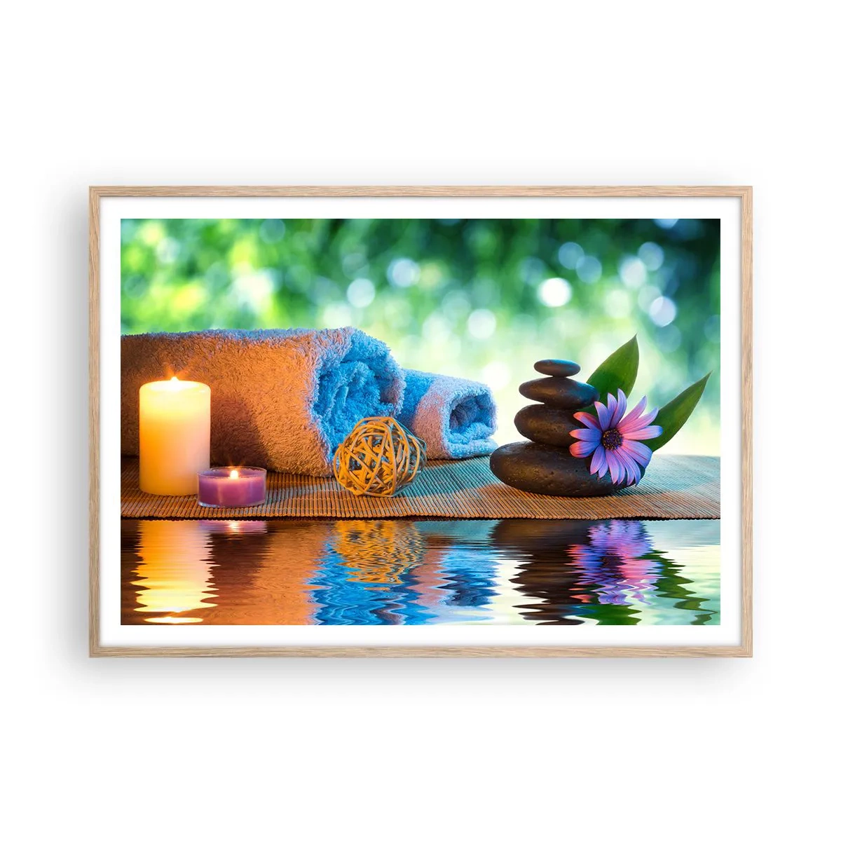 Plakát v rámu světlý dub - Čas pro tělo - 100x70 cm