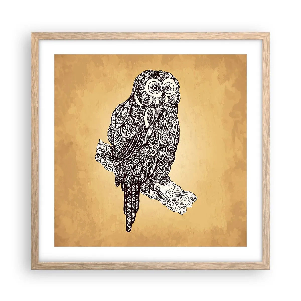 Plakát v rámu světlý dub - Mistrovské ornamenty moudrosti - 50x50 cm