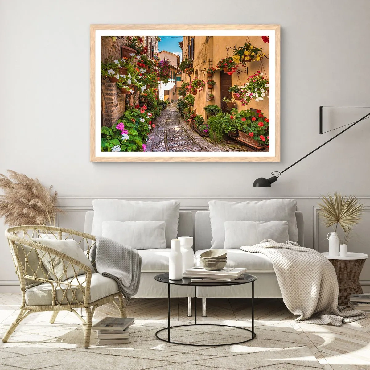 Plakát v rámu světlý dub - Italské zákoutí - 100x70 cm